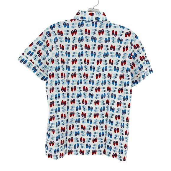 New Leon Levine Polo Shirt Women's PS Short Sleeve Blouse Beach Flip Flo… - Picture 2 of 9